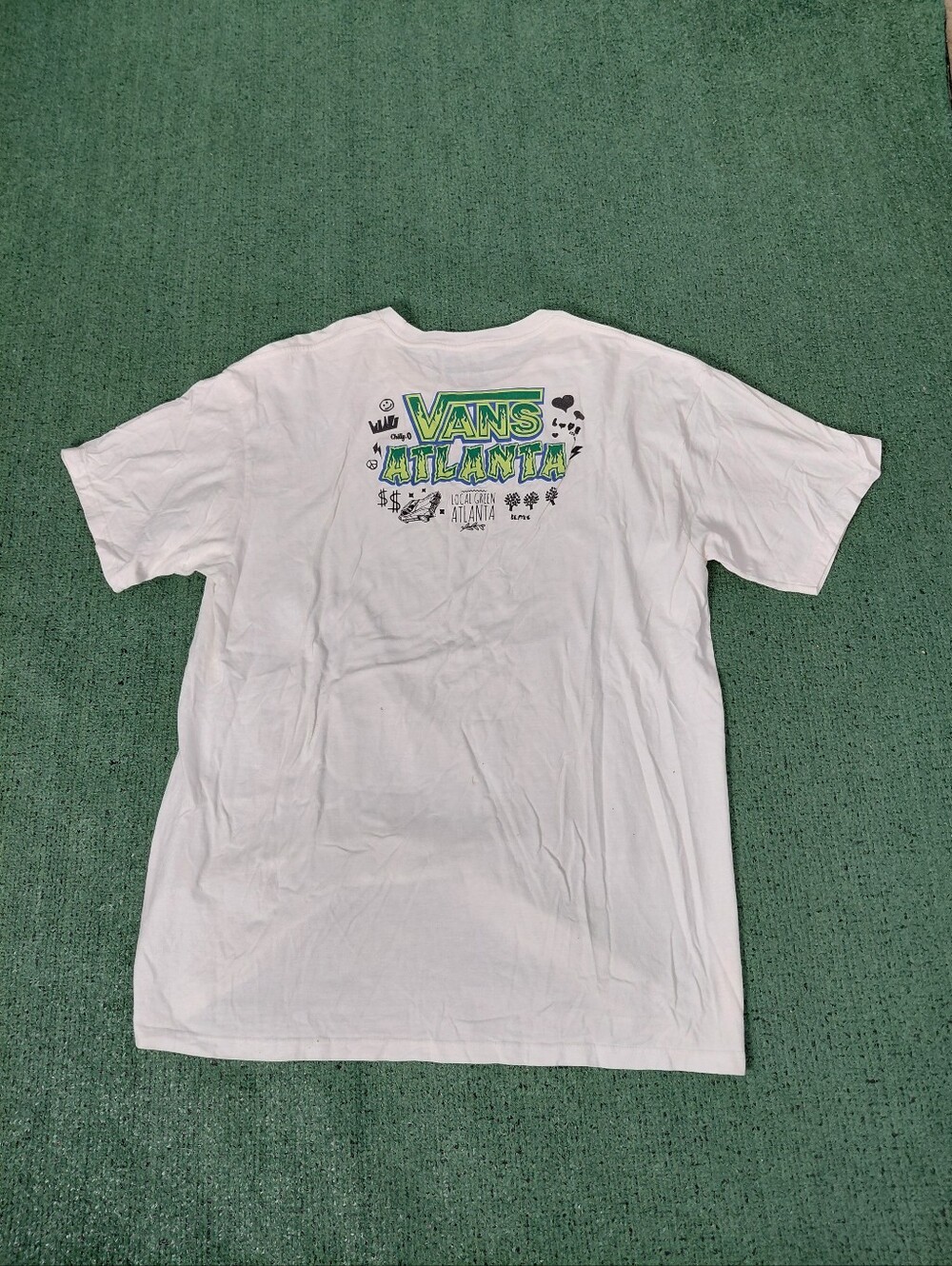 Vans Foot Bill Vans Atlanta "Local Green" Skater Streetwear White T Shirt Sz XL